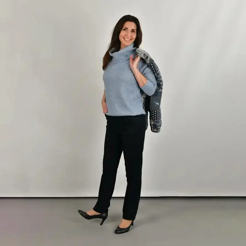 Gebreide Blouson Licht Blauw Ribpatroon