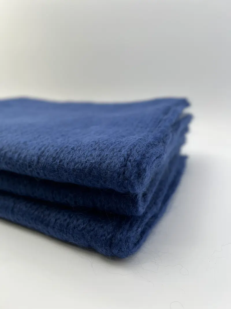 Gebreide wollen sjaal in jeans blauw
