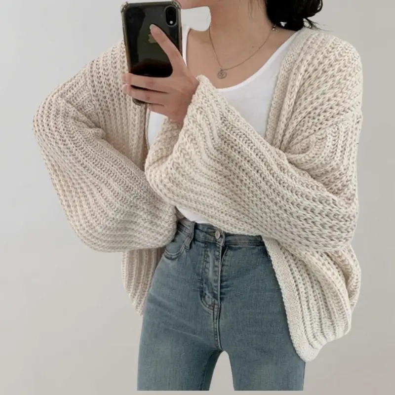 Gemütliche Grobstrick-Strickjacke für Damen
