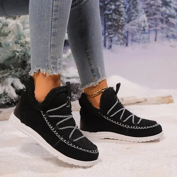 Gemütliche Plüsch-Patchwork-Winterstiefel für Damen