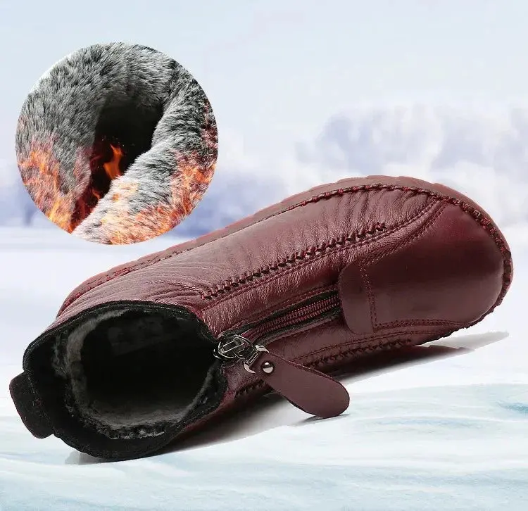 Gemütliche Winterstiefel aus natürlichem Leder mit warmer Fütterung