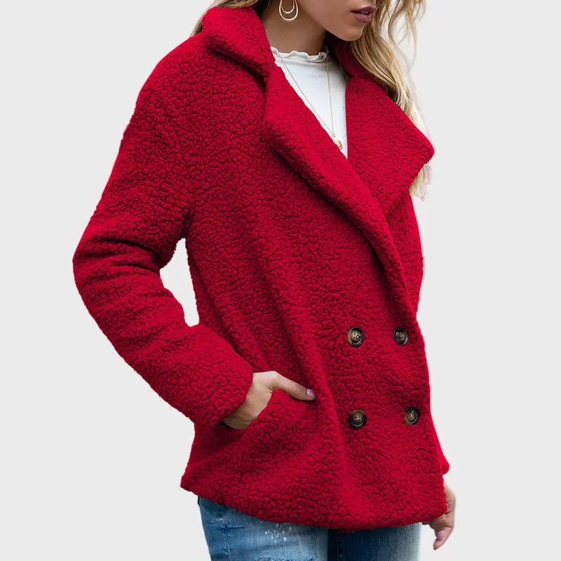 Gemütlicher Teddy-Mantel mit Kragen für schicken Winterstil