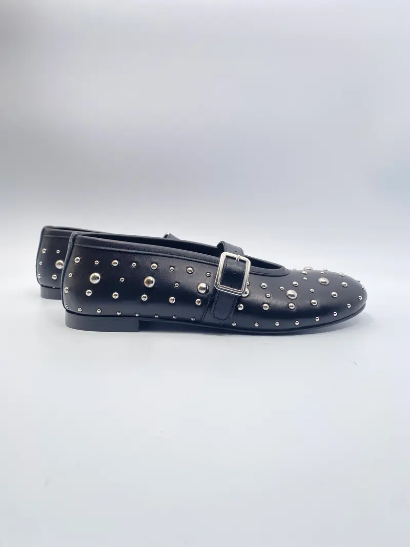 Gianni crasto 7656 ballerina zwart leer studs