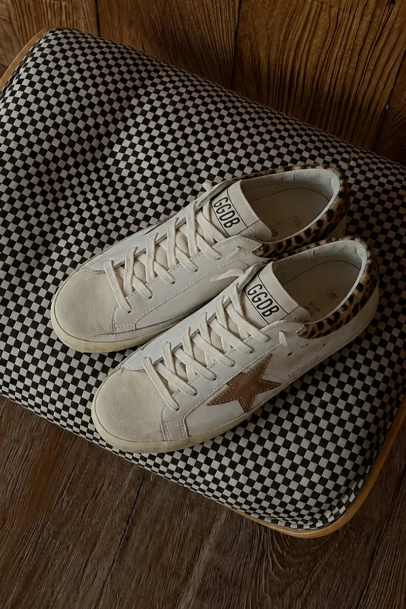 Golden Goose - Sneakers - Super Star - White Beige / Seedpearl / Beige Brown Leo / Brick Red