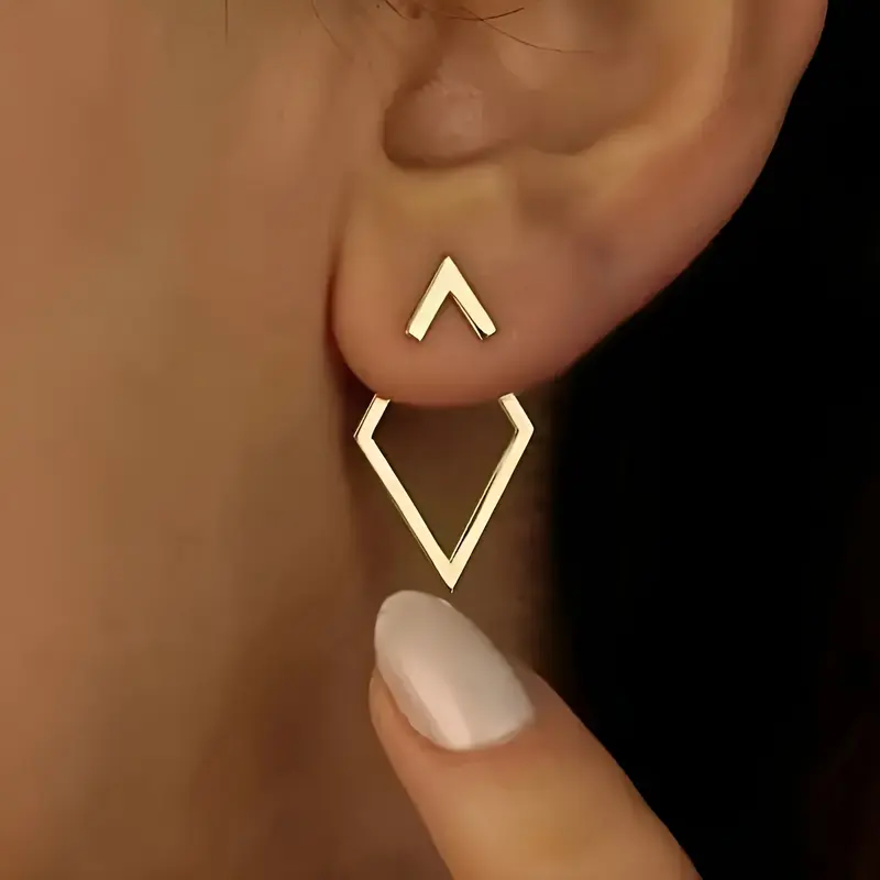 Golden V-Form Earrings