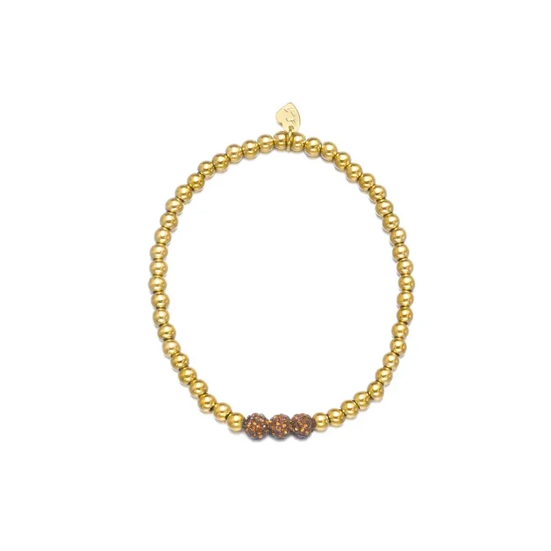 Gouden Armband bruin Strass 3 | Be Dazzled