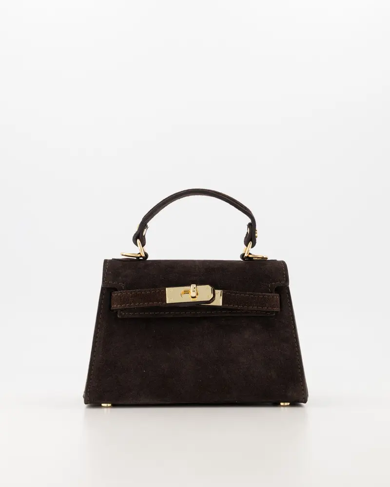 Grace Tas - suede donker bruin