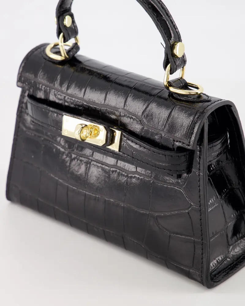 Grace Tas Zwart Croco