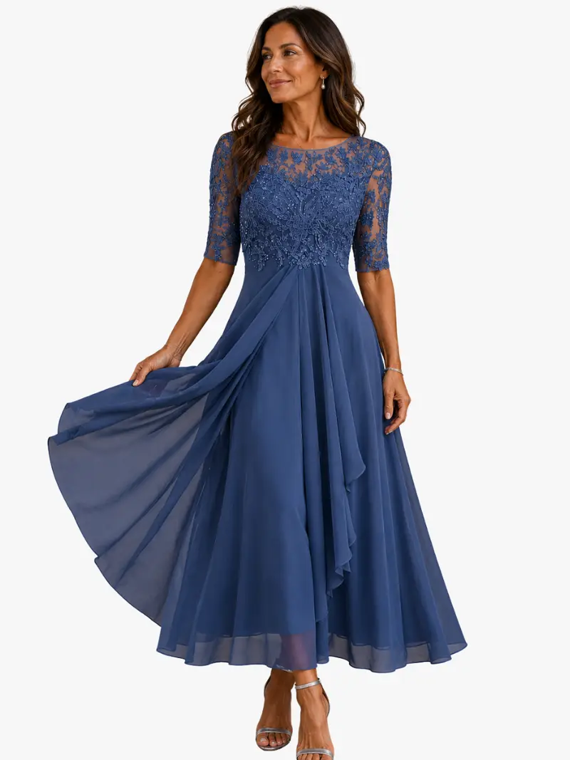 HALF SLEEVES MIDI DRESS FOR WOMEN