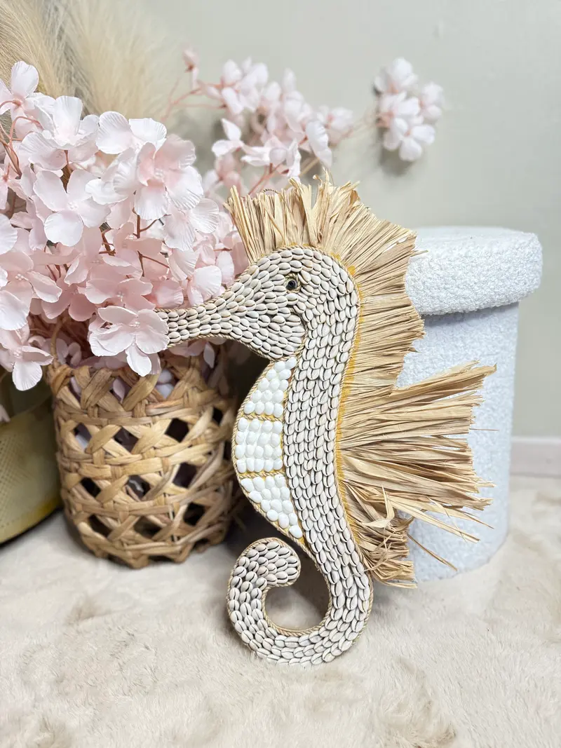 Handgemaakt Boho Zeepaard - Ibiza Style - Schelpen & Raffia - Bali