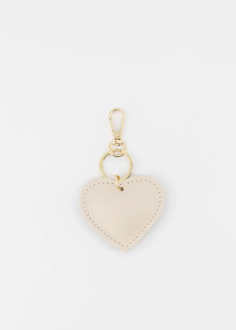 Hart sleutelhanger beige