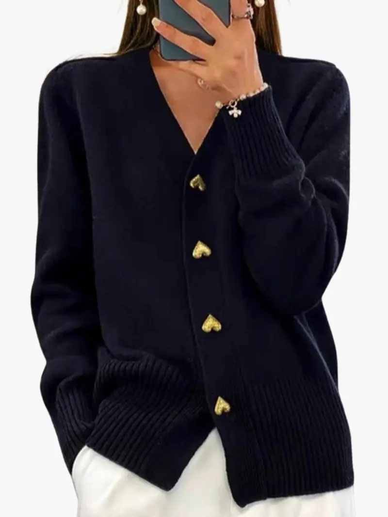 HEART BUTTON CARDIGAN FOR WOMEN
