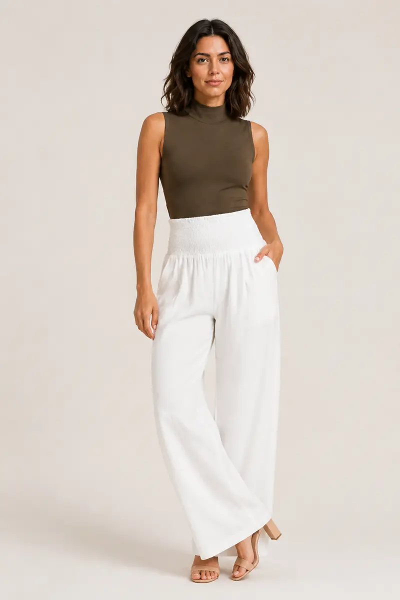 High-Waisted Palazzo Trousers