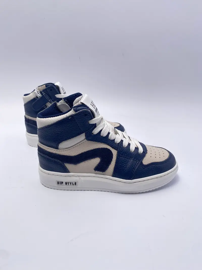 Hip H1665 hoge sneaker donkerblauw wit combi