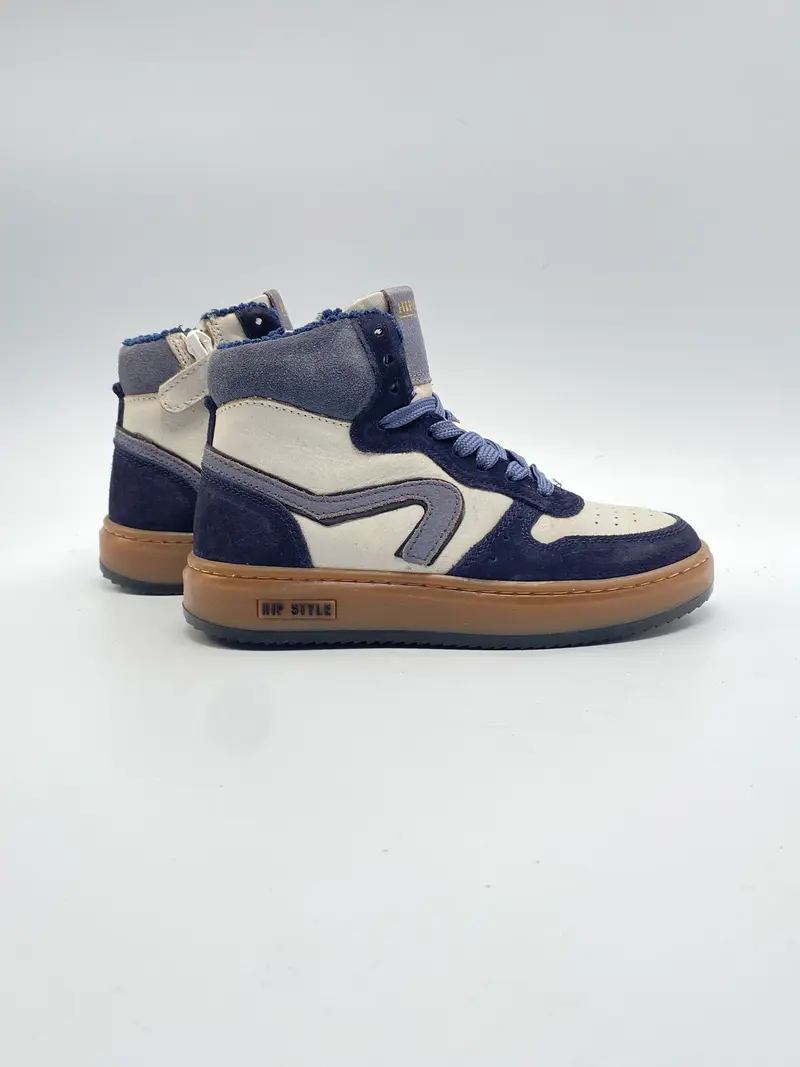 Hip H1803 Dark blue combi white leather