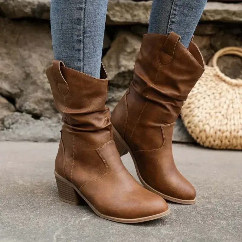 Ida | Damen Braune Stiefeletten im Western-Look