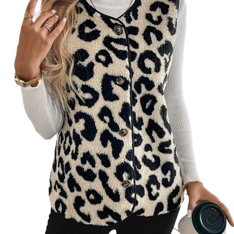 Ida | Damen Sweatshirt Weste mit Muster Hüftlänge