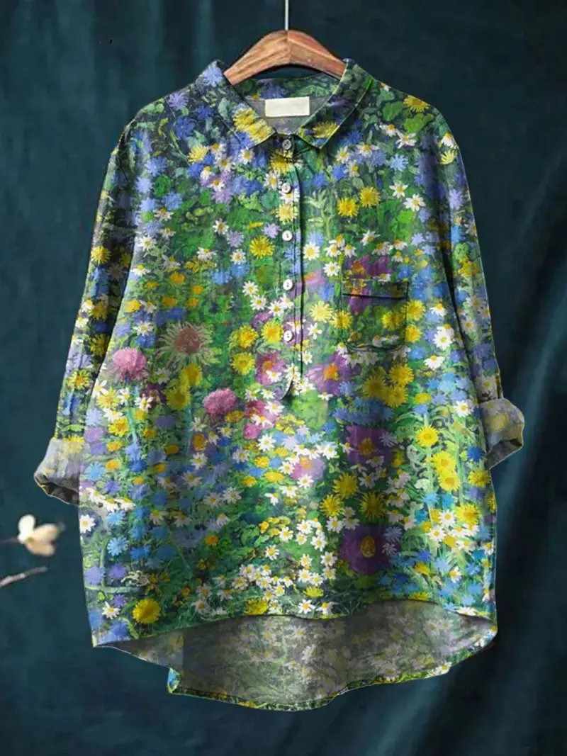 Imogen™ | Women's Vintage Floral Art Print Casual Shirt