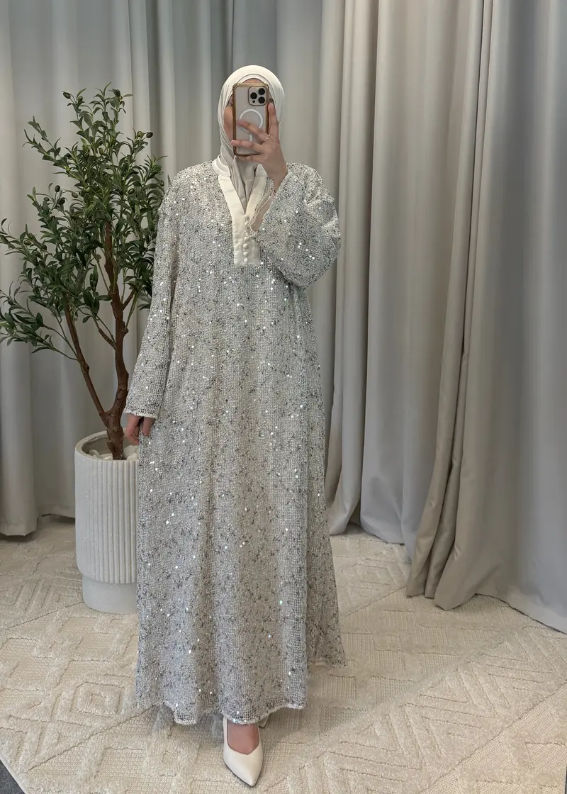 INARA SEQUIN DRESS WHITE