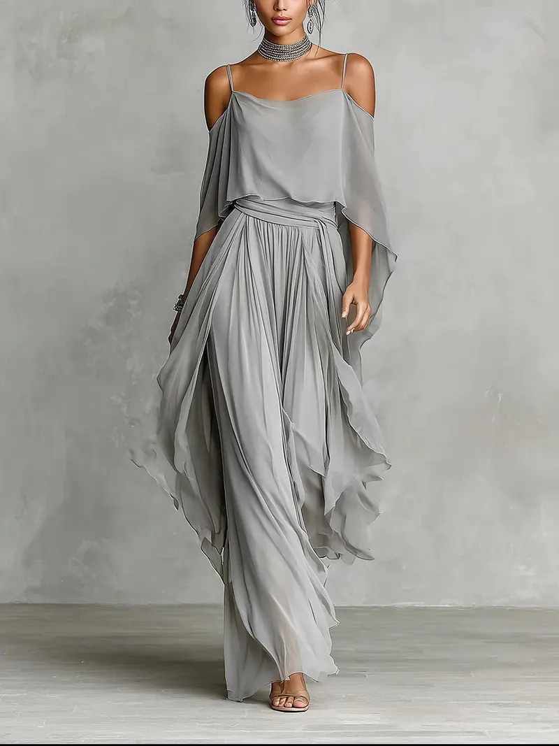 Isabella™ | Chiffon Fluid Outfit Set in Layered Detail