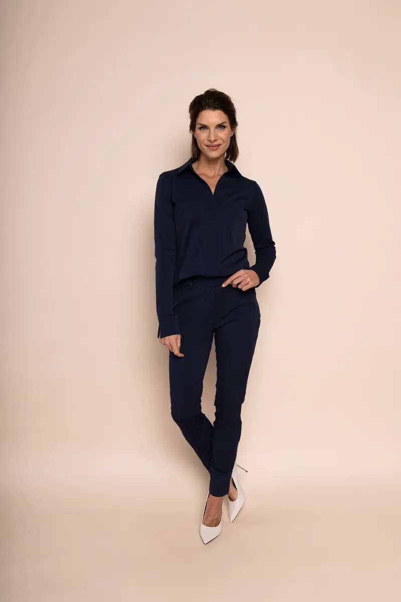 IVANKA LONG SLEEVE TRAVEL BLOUSE - navy blue
