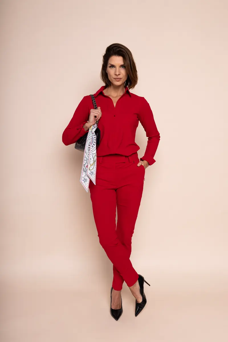 IVANKA LONG SLEEVE TRAVEL BLOUSE - red
