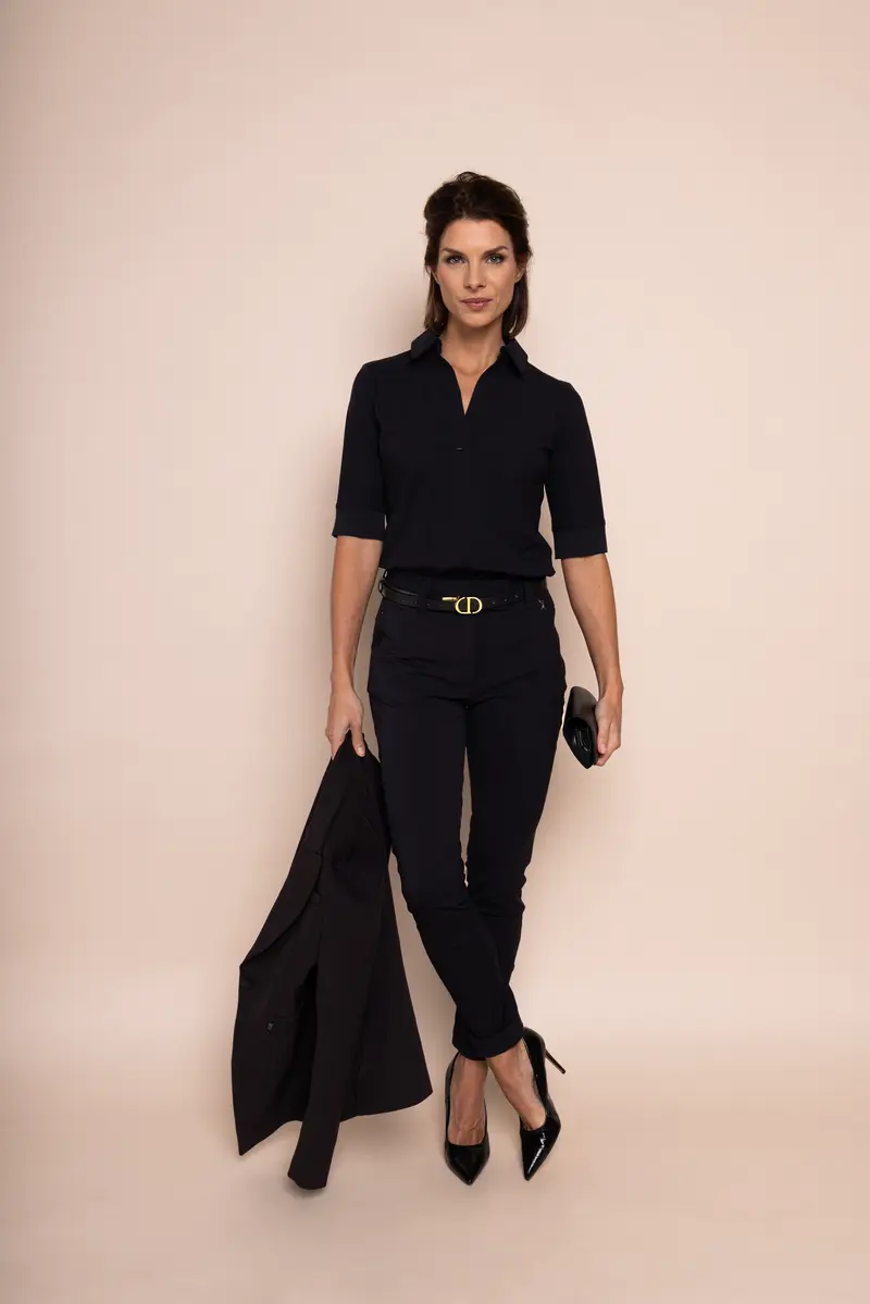 IVANKA SHORT SLEEVE TRAVEL BLOUSE - navy blue