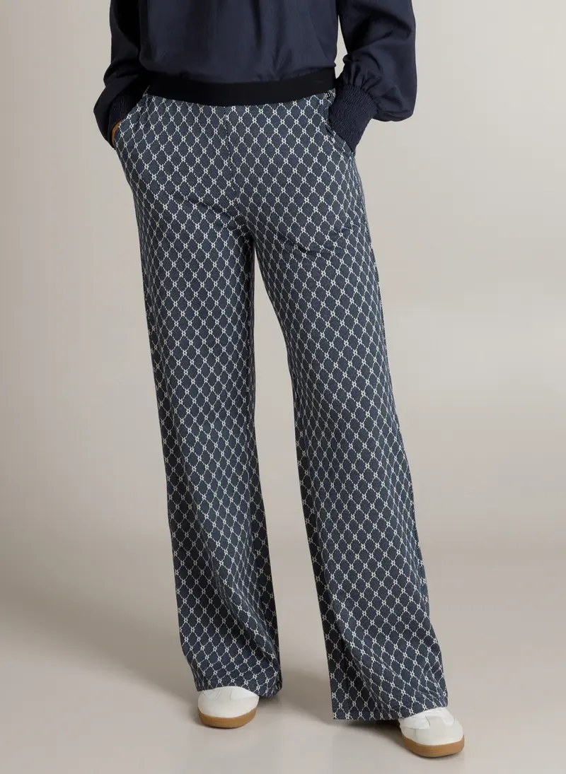 Ivy Beau broek donker blauw met off white print model Hege dark blue 4201174