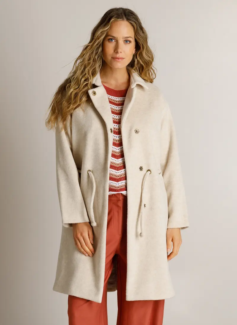 Ivy Beau jas beige mantel model Dianne offwhite