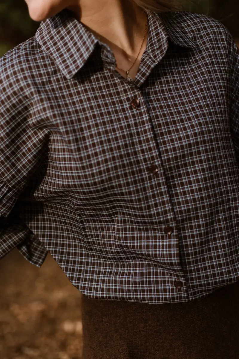 Jedy check blouse brown/blue