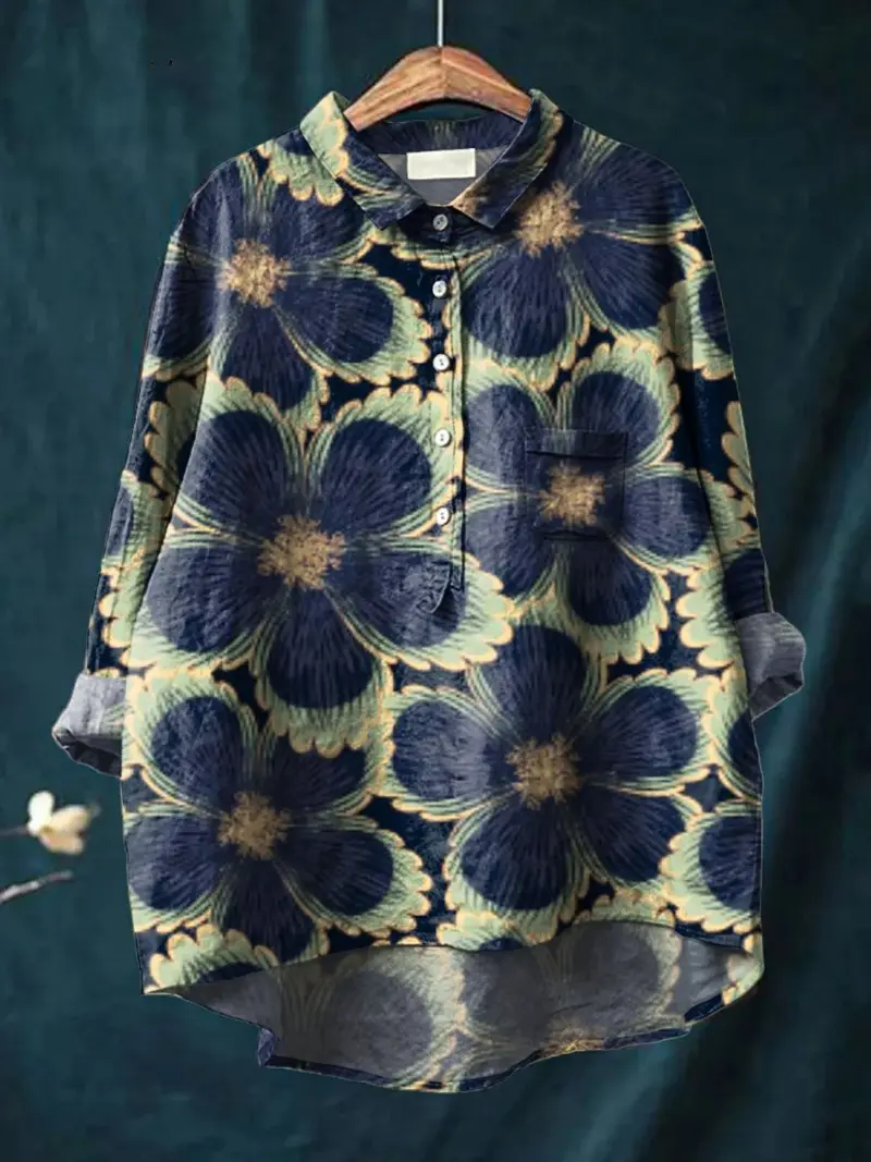 Jessica™ | Women's Vintage Floral Art Print Casual Shirt