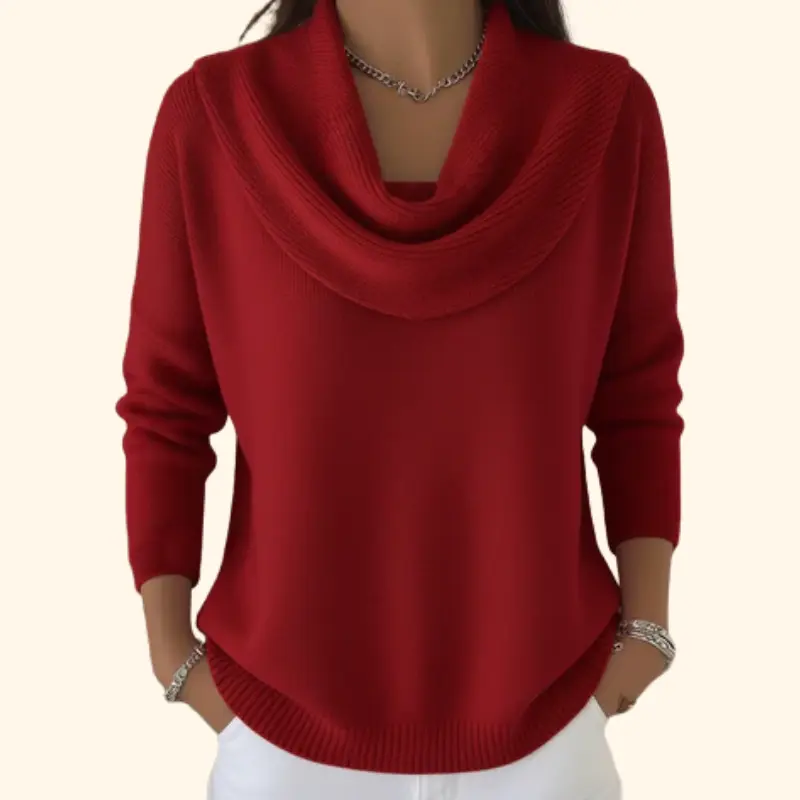 Johanna | Elegante Damen Strickjacke mit drapierten Wasserfallkragen