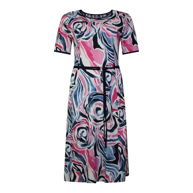 Jurk Fuchsia Blue Swirl Print