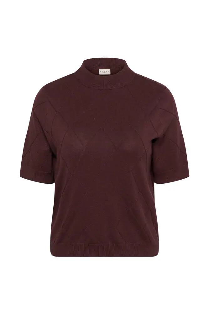 Kaffe Curve bordeaux rode trui korte mouw model KClizzy argyle knit fudge