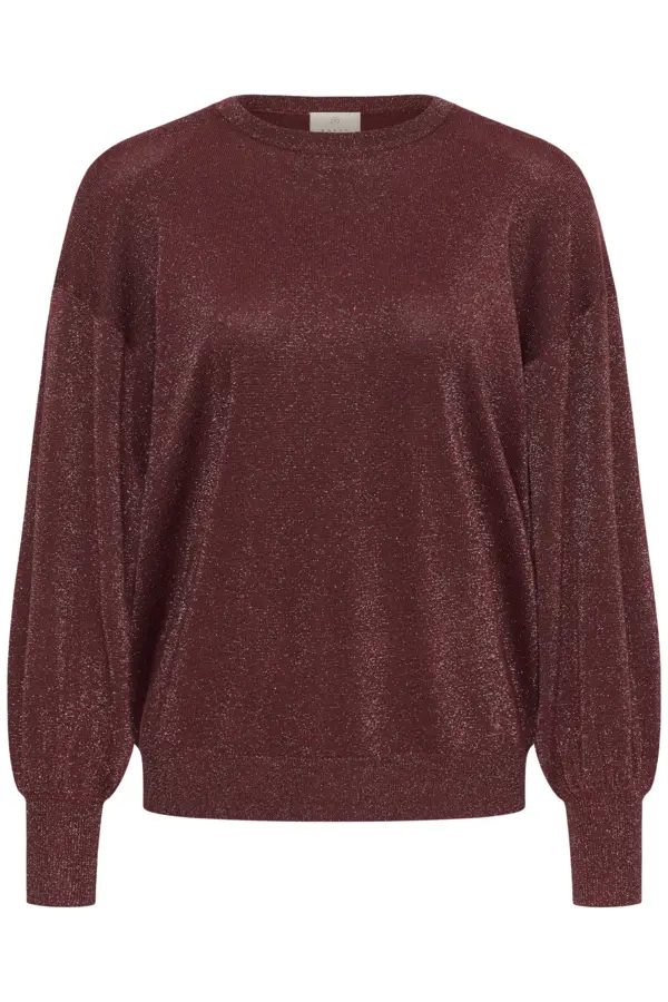 Kaffe trui rood met lurex glitter model KAregina O-neck Knit Port Red