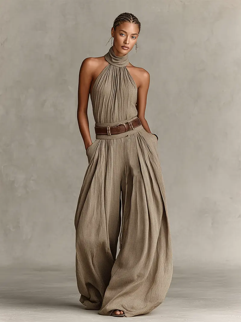 Kahu™ | Cotton-Blend Halter-Neck Jumpsuit