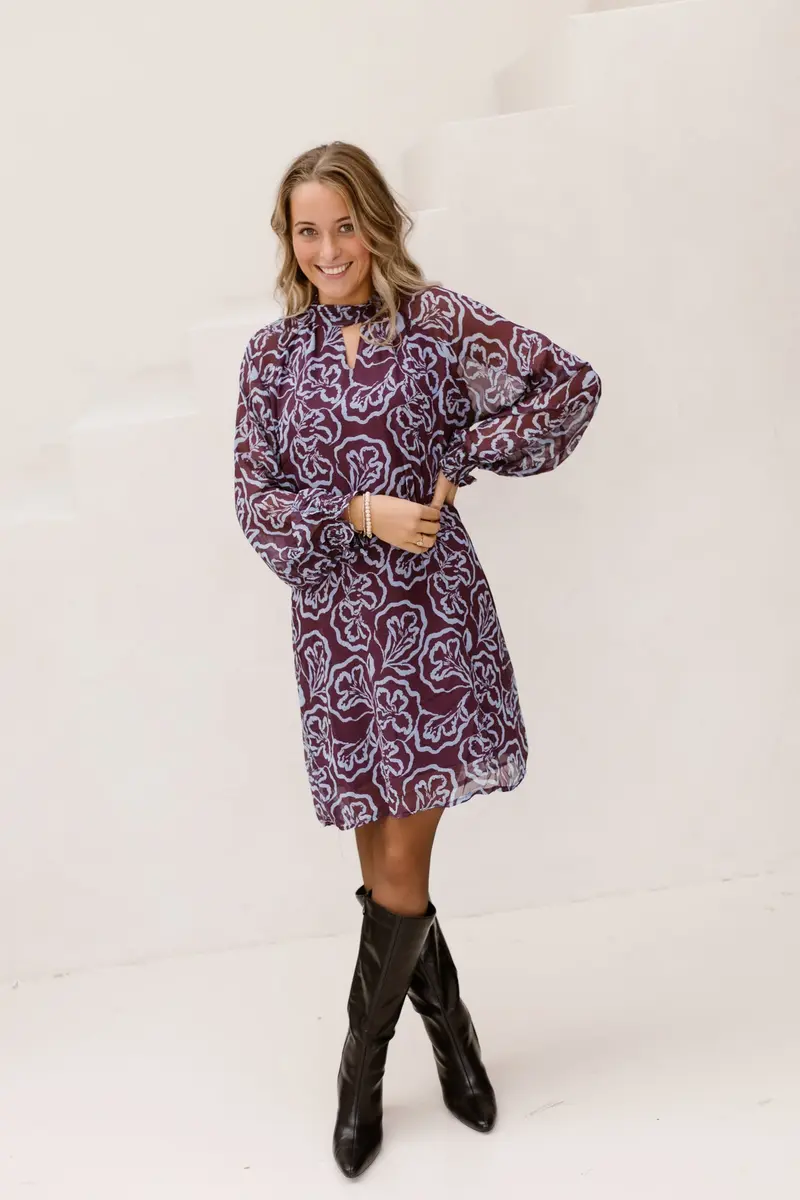 Kira Jurk Print Purple Blue