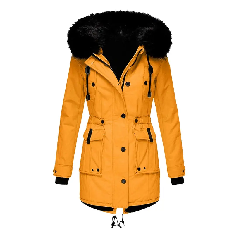 Klara | Damen Winterjacke warm mit Kunstpelzkapuze