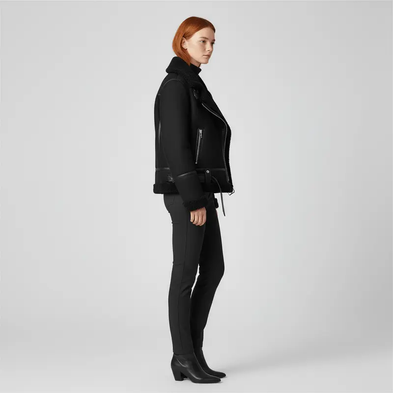 Klassische Lammfell-Inspirierte Jacke - Sophie