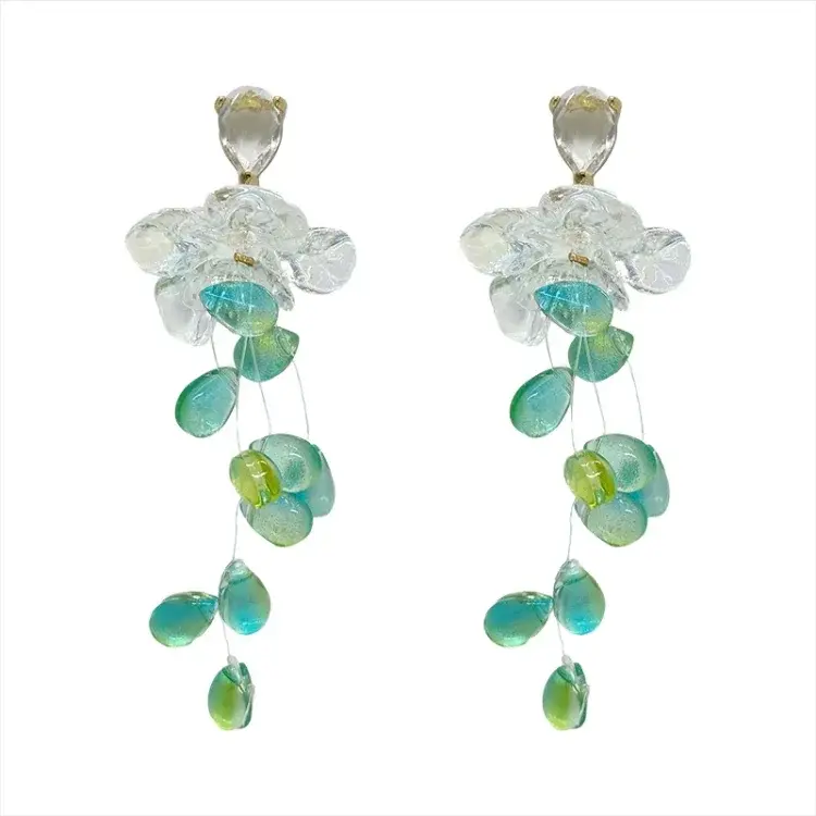 Kristall-Blumen-Quastenohrringe – Sophia | Shop Nory