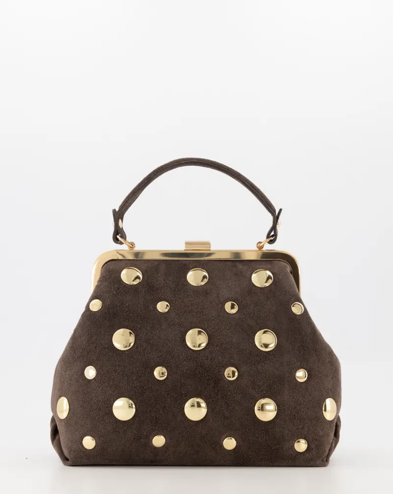 Kylie leren tas stud - donkerbruin