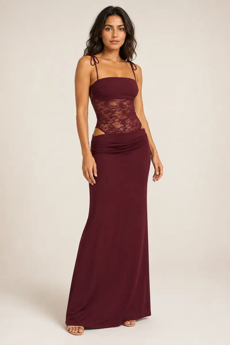 Lace-Bodice Maxi Dress