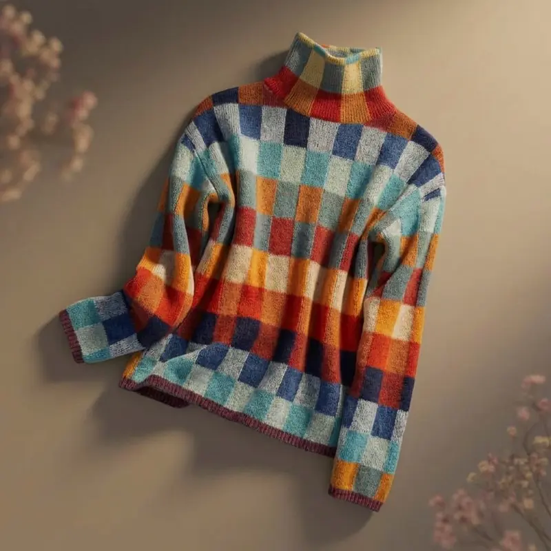 Lara | Damen Strickjacke aus Merino im Karomuster