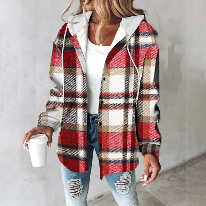 Lässige Hemdjacke Mit Kapuze - Felicia