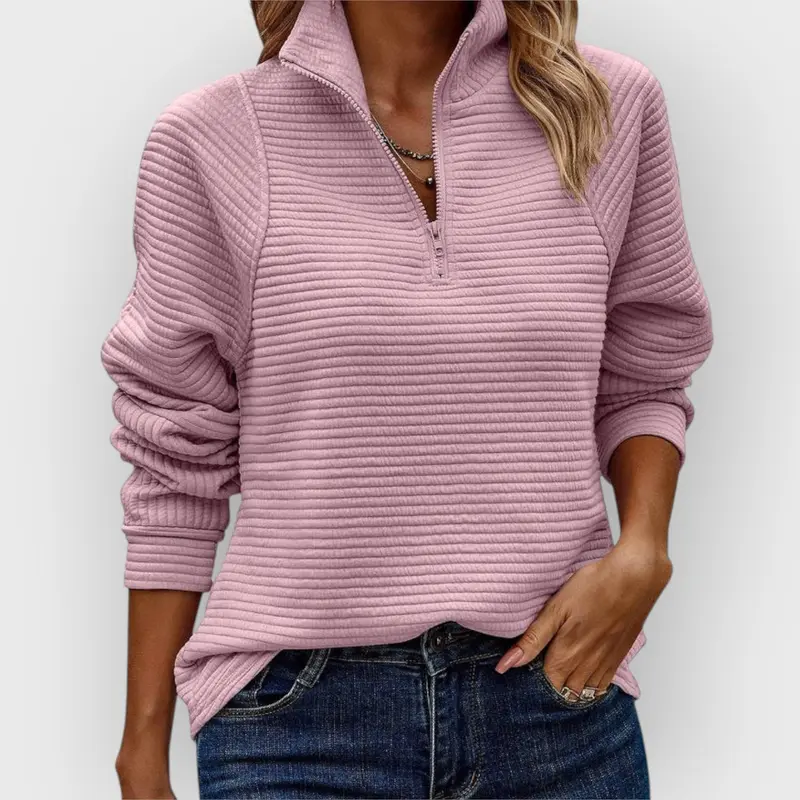 Lea | Komfortable Damen Strickjacke mit V-Ausschnitt und Reißverschluss
