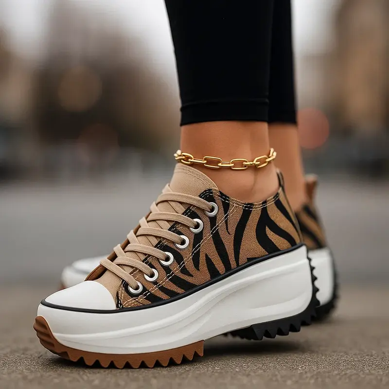 Lena – Damskie sneakersy na masywnej platformie z modnym wzorem