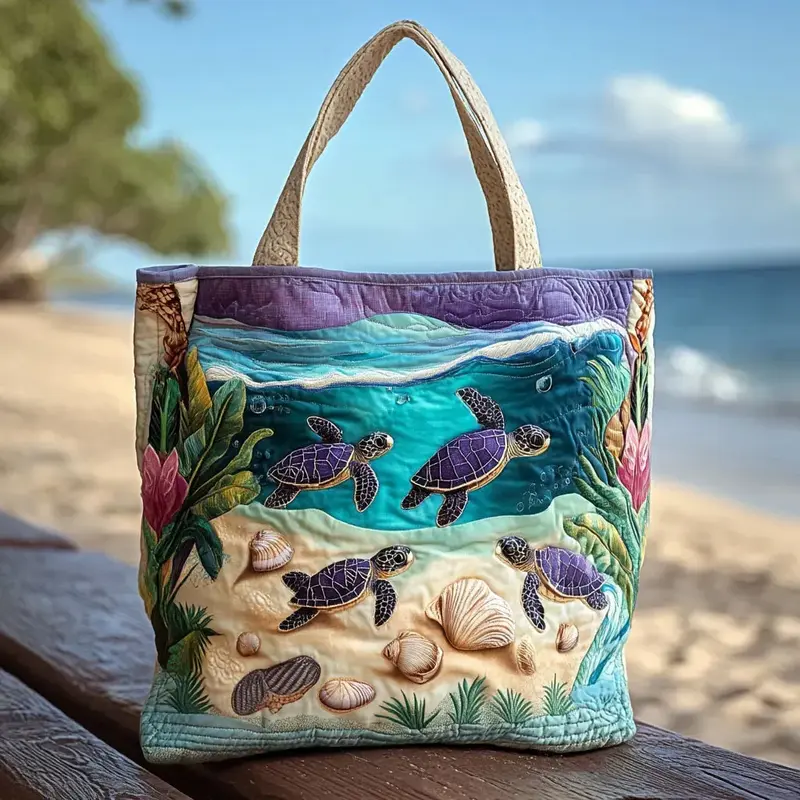 Leni | Damen Kunstvolle Alltags-Tasche mit Meer-Motiv