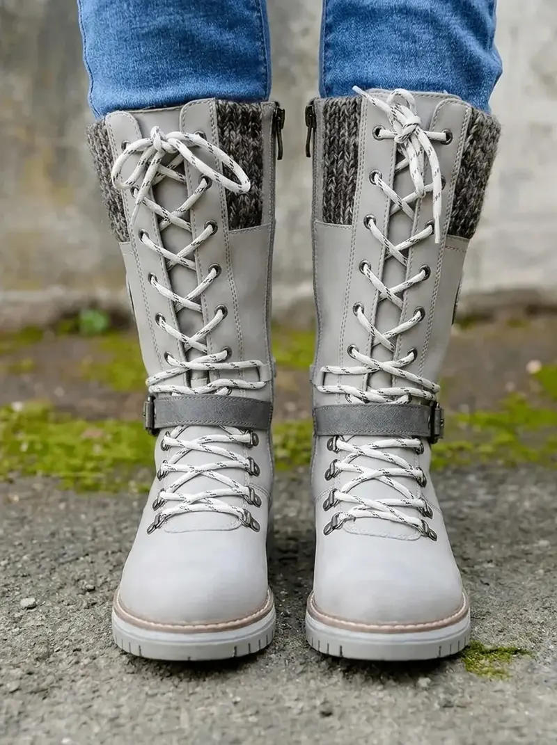 Leni | Damen Wadenstiefel mit Schnürung für Herbst