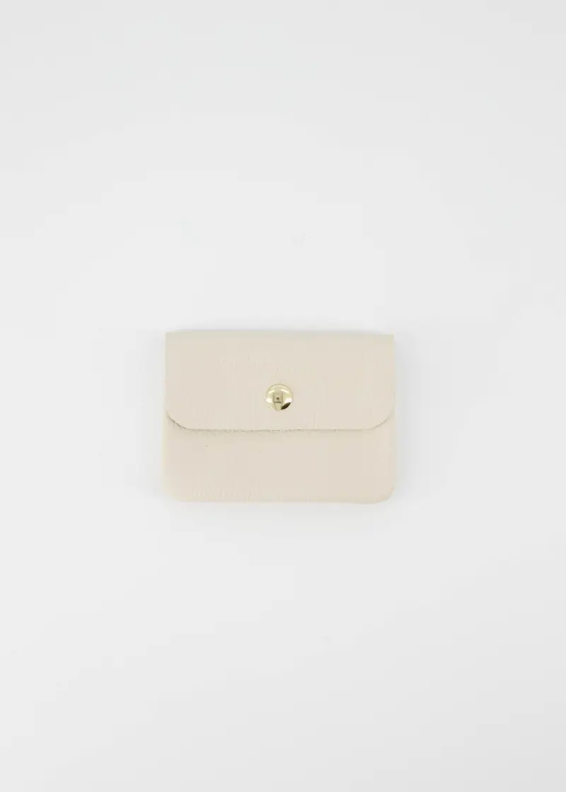 Leren portemonnee beige