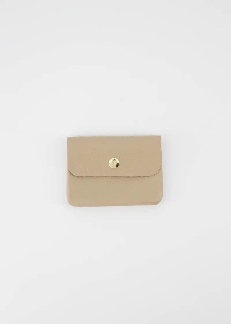 Leren portemonnee taupe